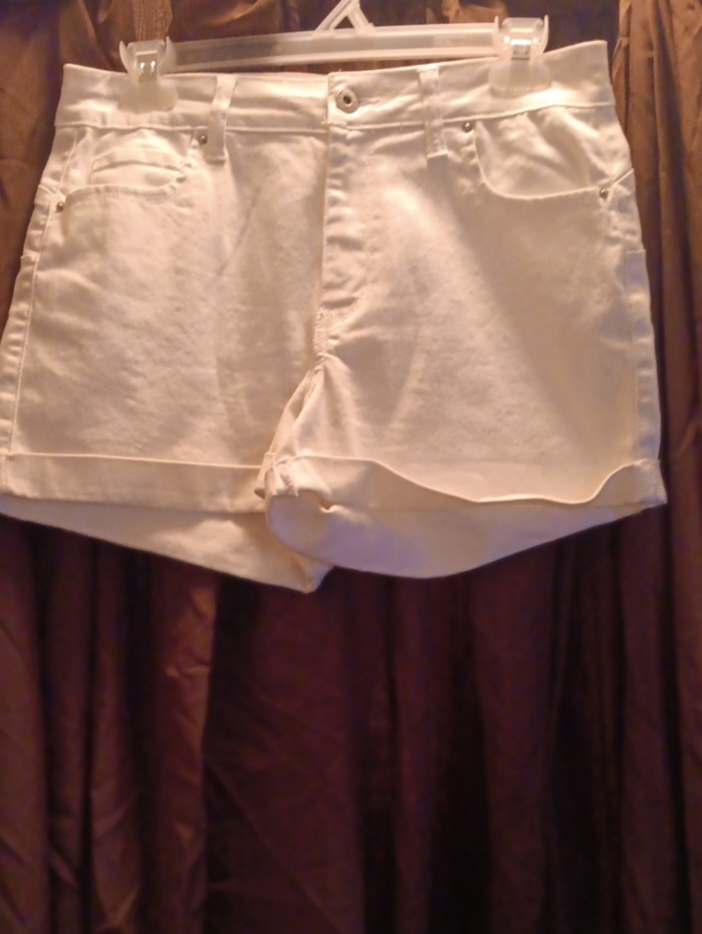 Wax Jean White Denim Shorts with Rolled Hem